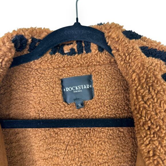 Rockstar Original Brown Suede Sherpa Lined Moto Heavy Zip Front Coat Size XL - Picture 6 of 8